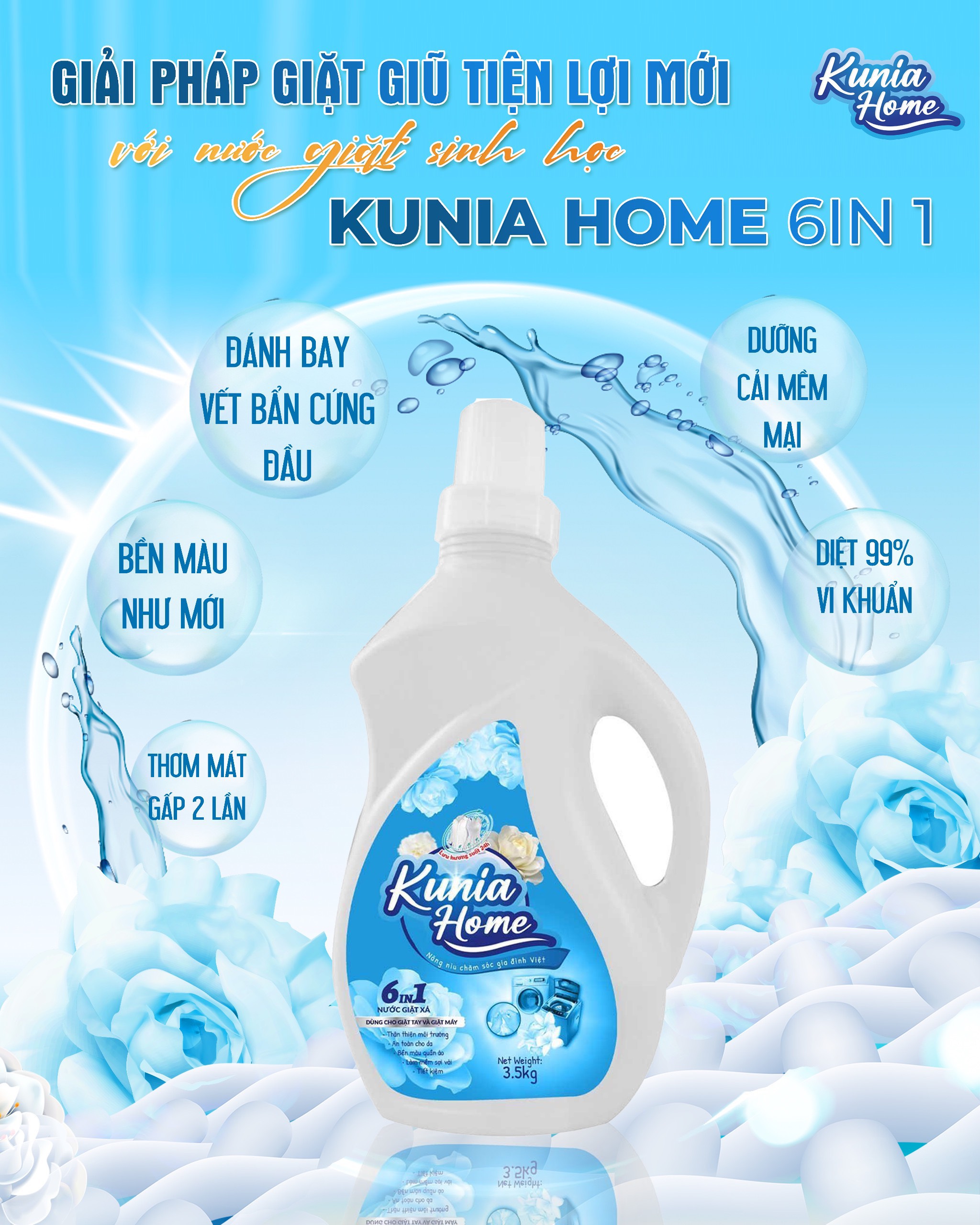 Nước giặt xả KUNIA HOME 6IN1